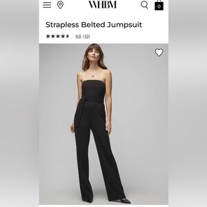 White House Black Market Black Strapless Wide-Leg Jumpsuit